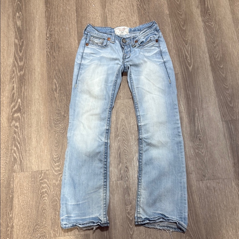 Big Star Blue Jeans with Vintage-Inspired Wash boot cut flare 26R size 26regular